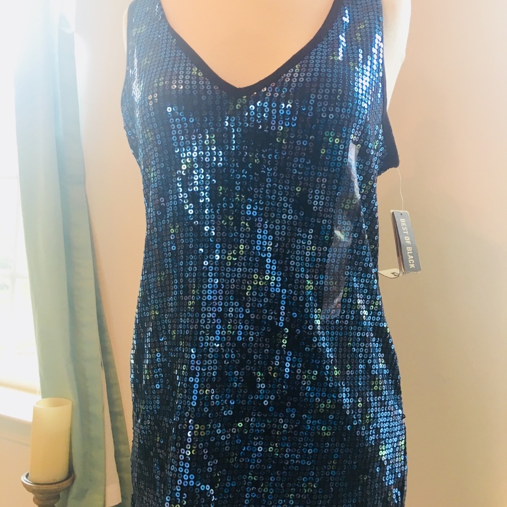 *NEW DKNY Blue Sequin Sleeveless Top*